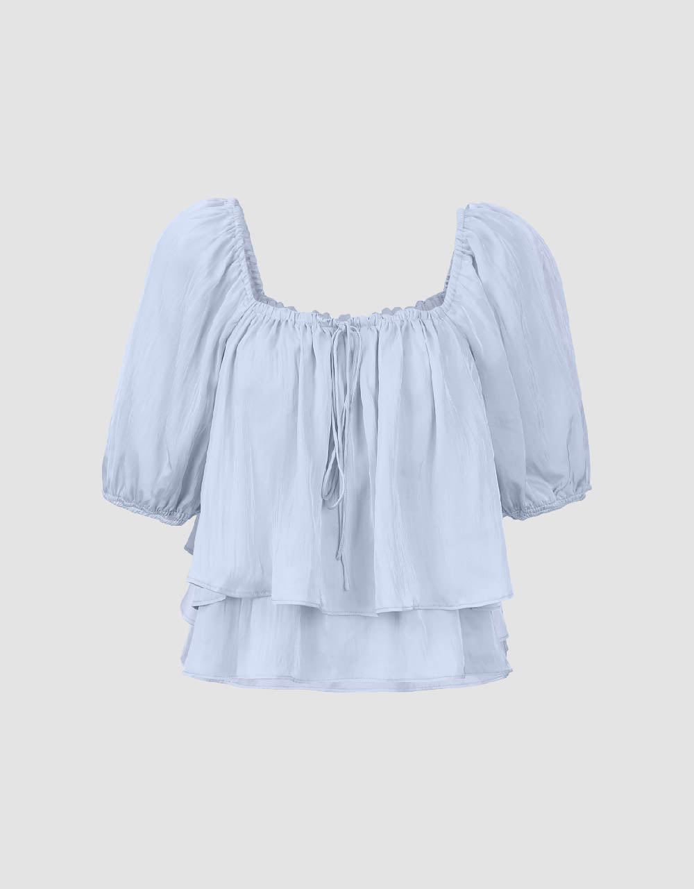 Puff Sleeve Square-Cut Collar Blouse