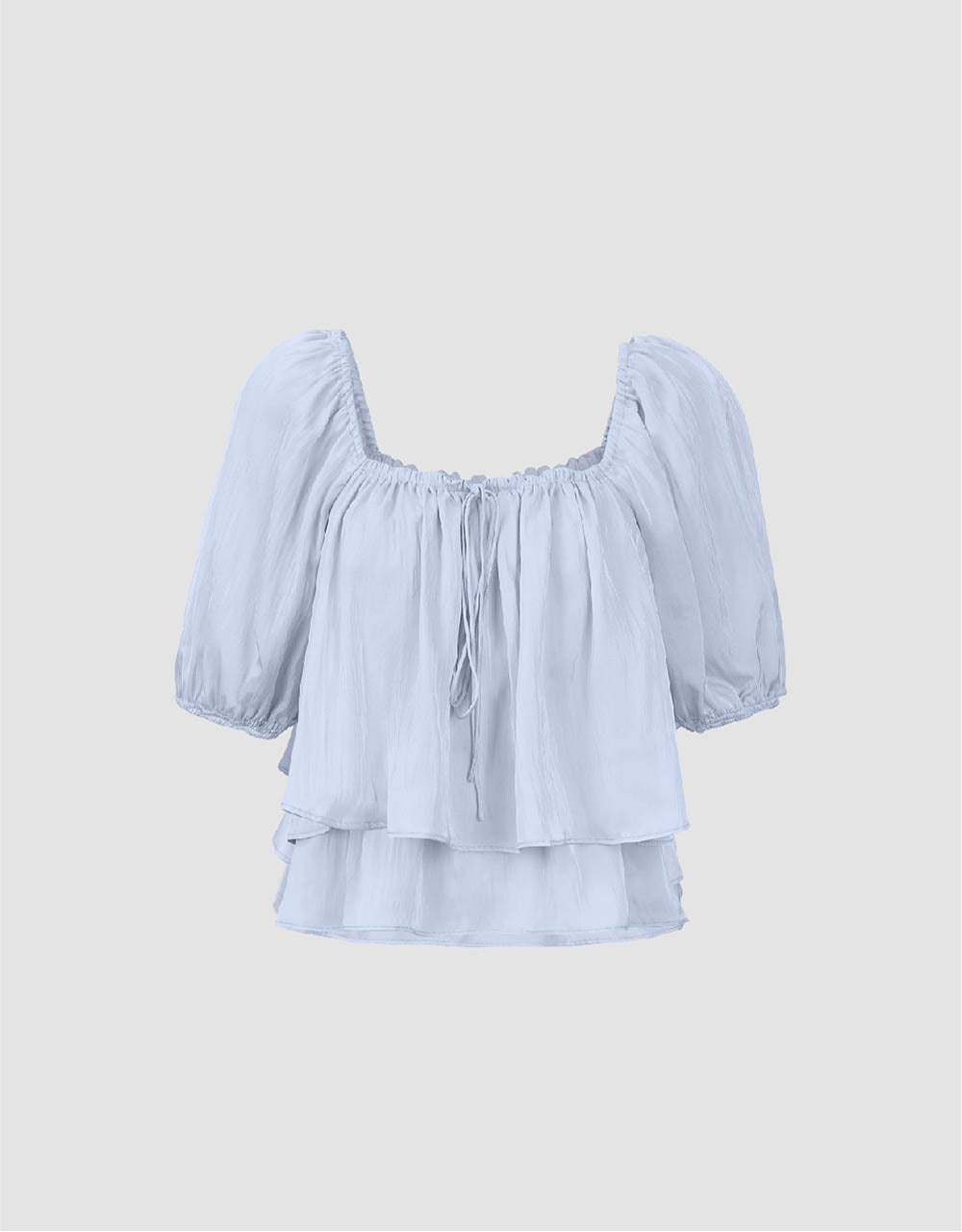 Puff Sleeve Square-Cut Collar Blouse