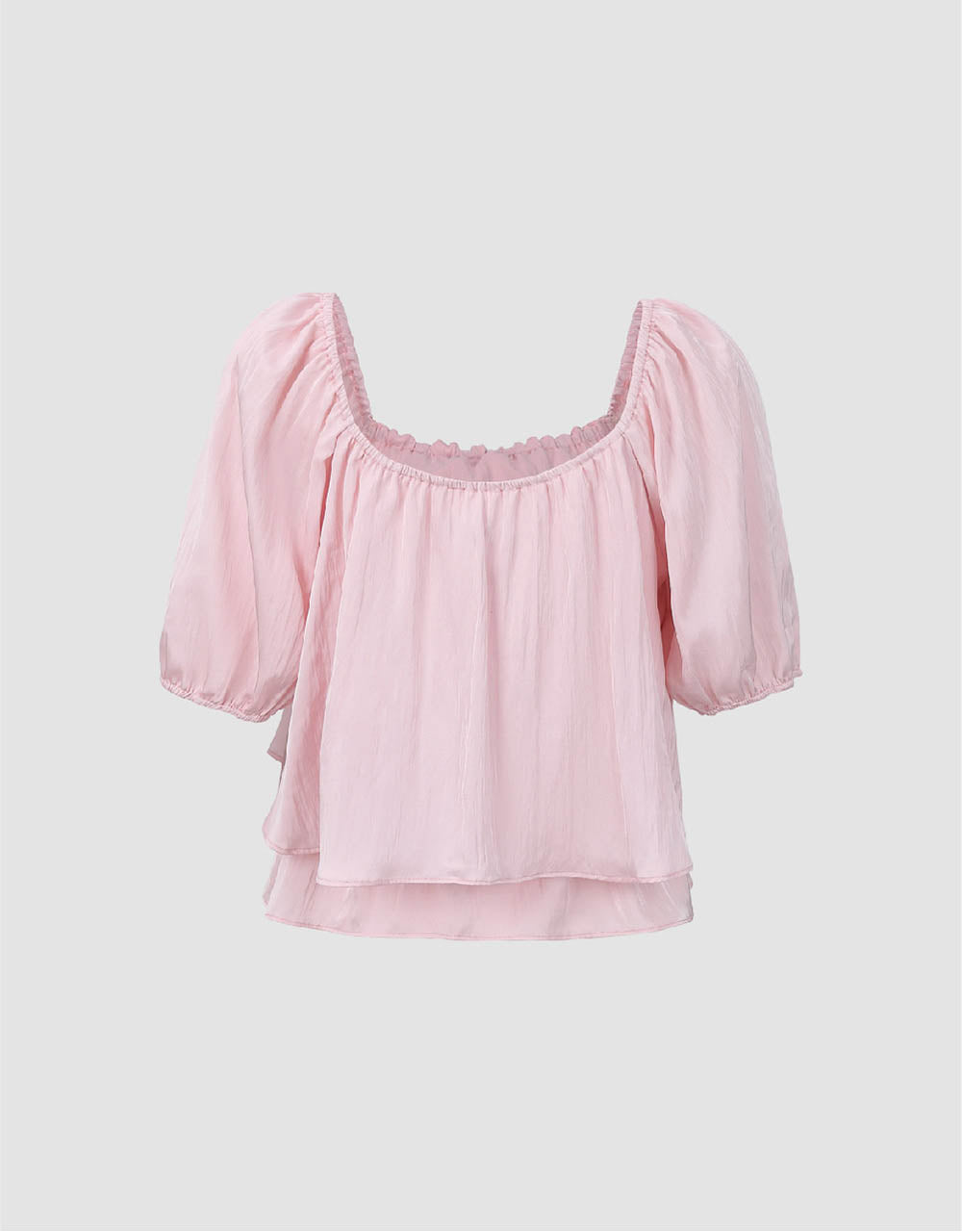 Puff Sleeve Square-Cut Collar Blouse