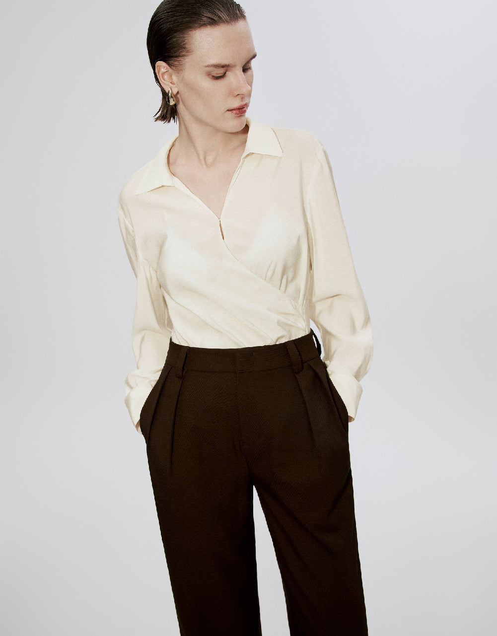 Surplice Front V-Neck Overhead Shirt