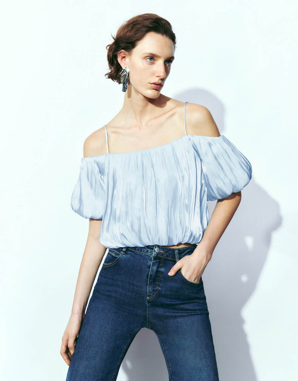 Off-Shoulder Chiffon Cami Top