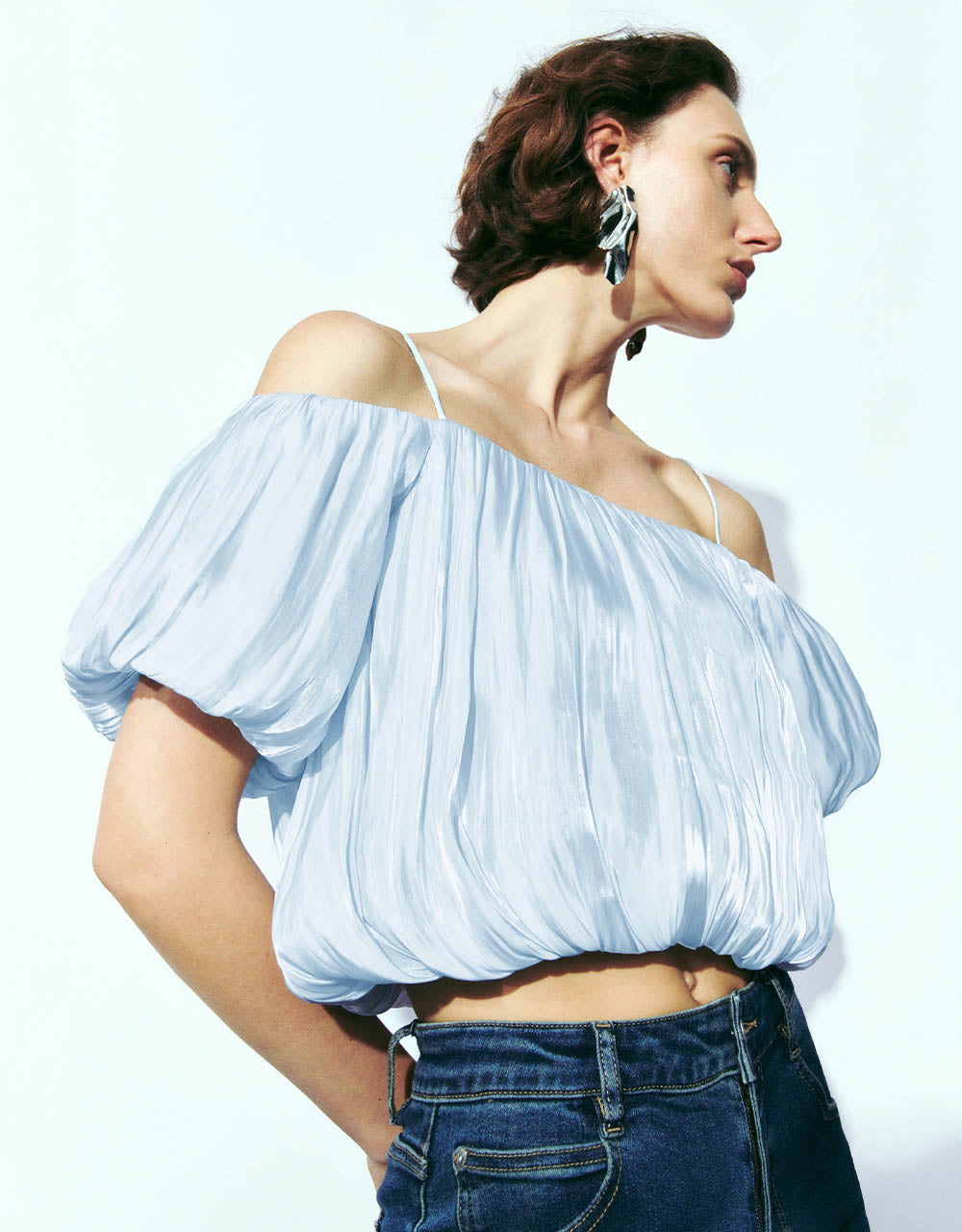 Off-Shoulder Chiffon Cami Top