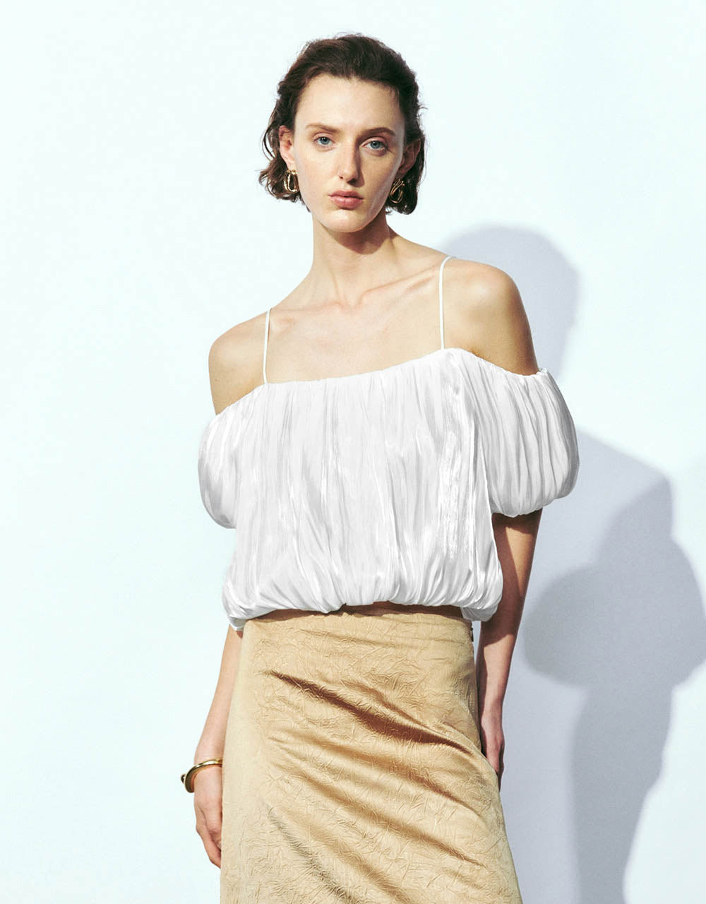 Off-Shoulder Chiffon Cami Top