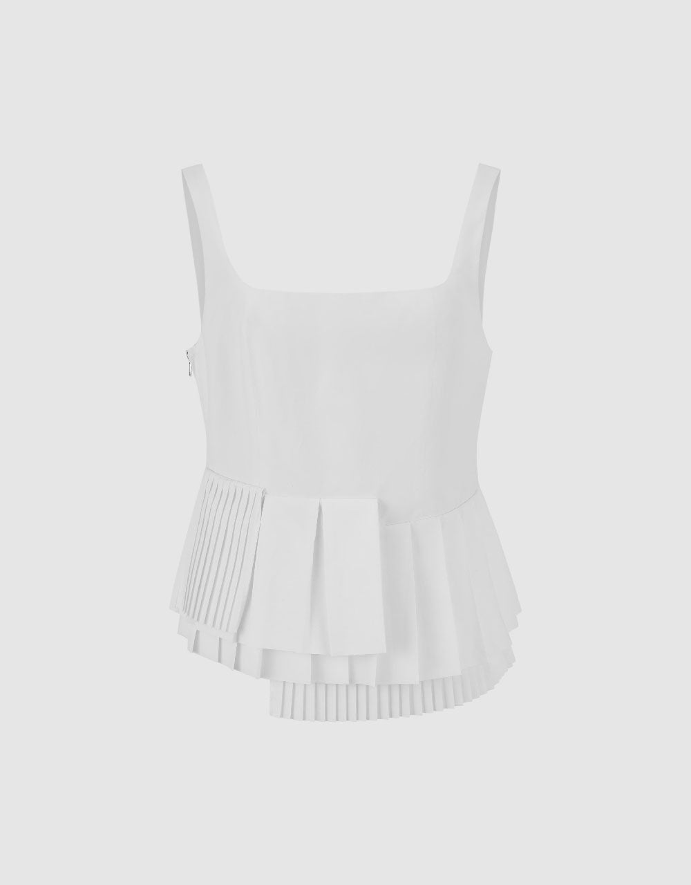 Pleated Hem Square-Cut Collar Cami Top