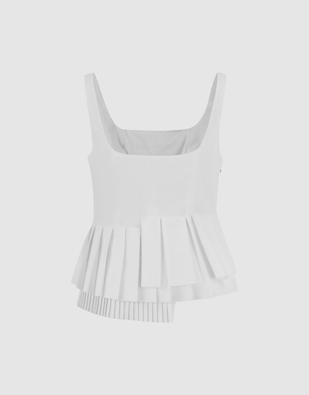 Pleated Hem Square-Cut Collar Cami Top