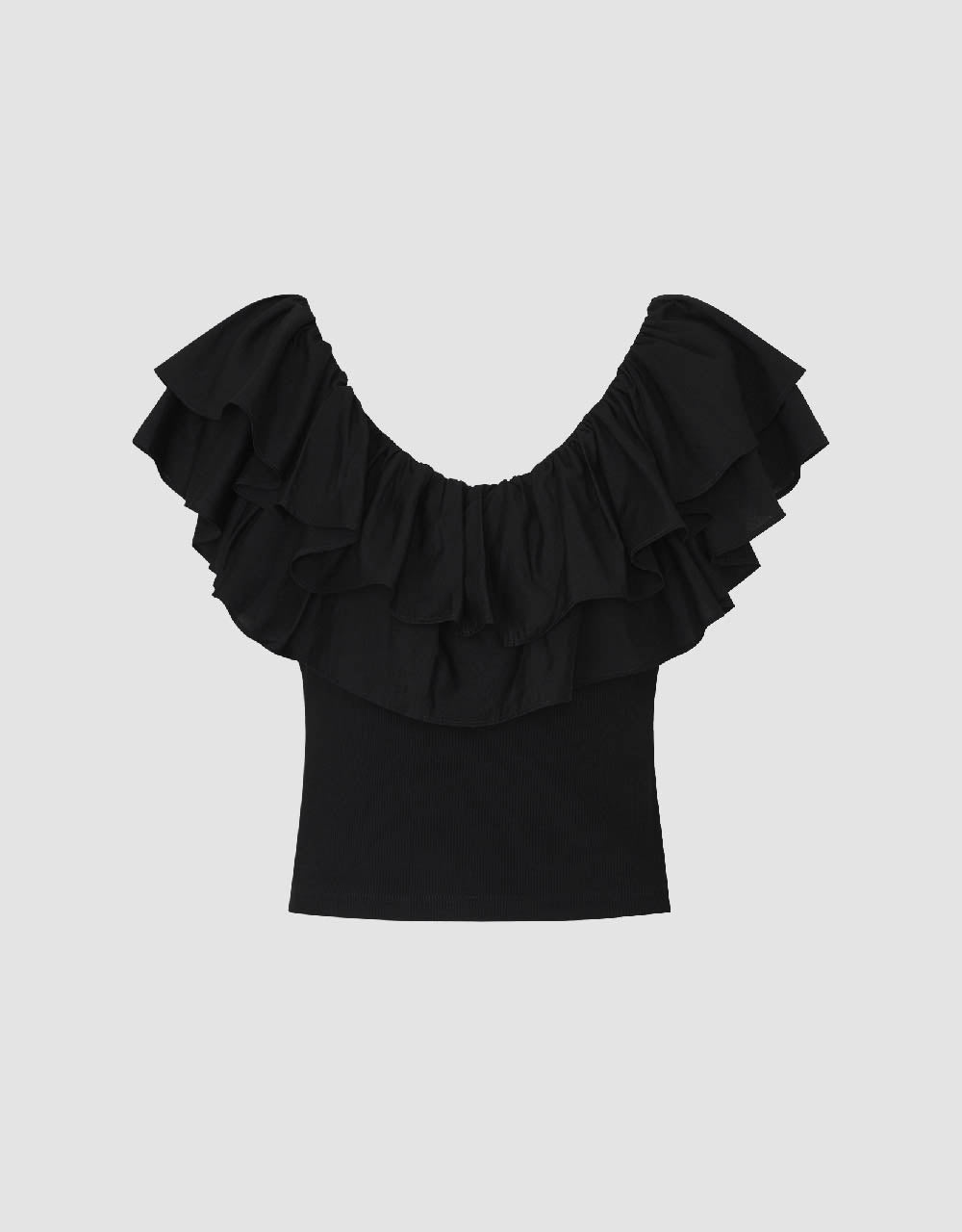 Ruffle Butterfly Sleeve V-Neck Skinny T-Shirt