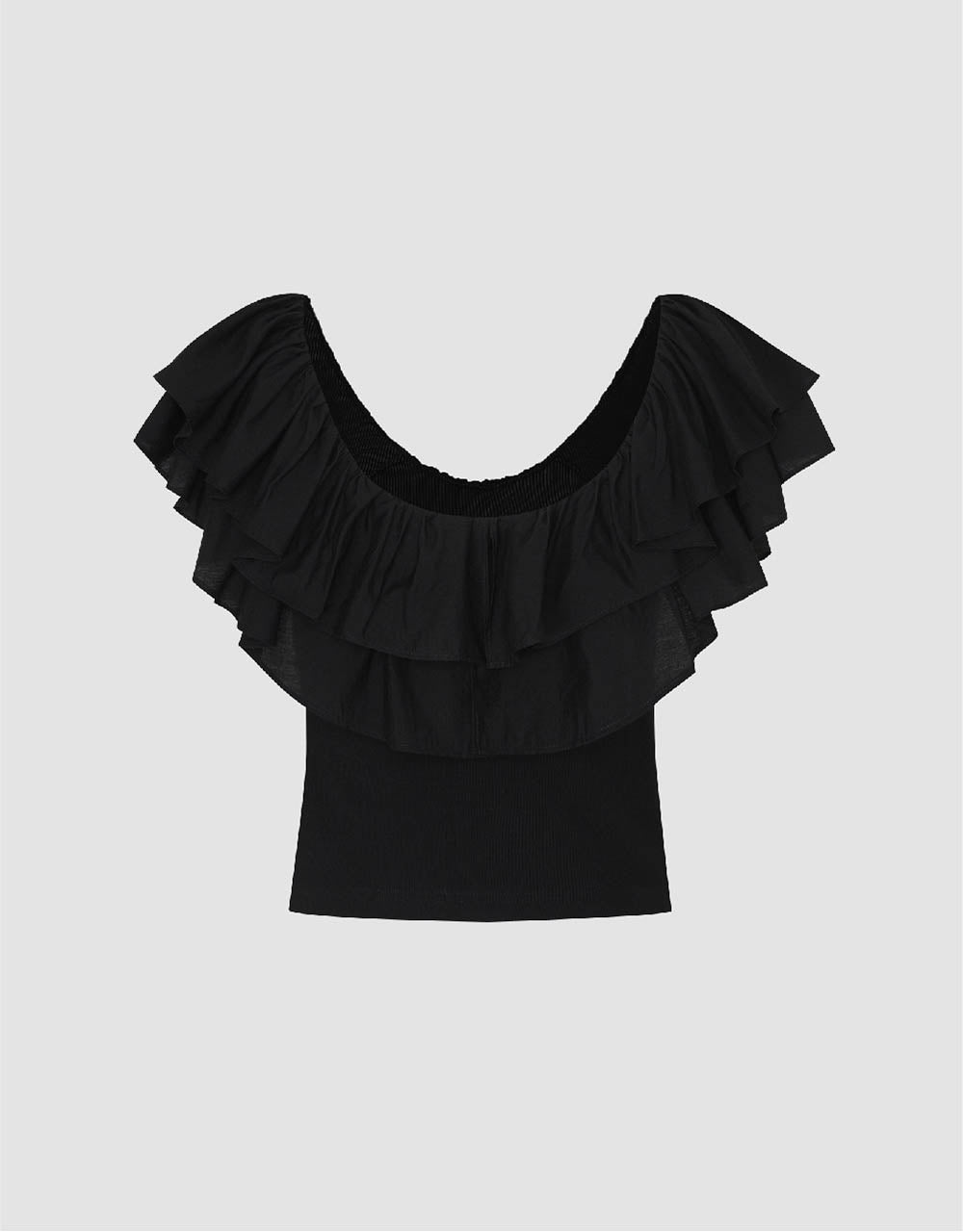 Ruffle Butterfly Sleeve V-Neck Skinny T-Shirt