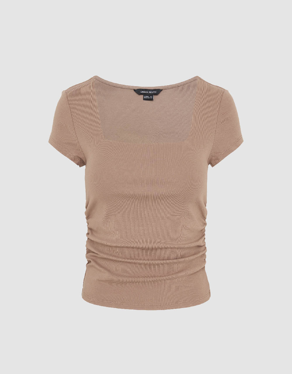 Square-Cut Collar Skinny Knitted T-Shirt