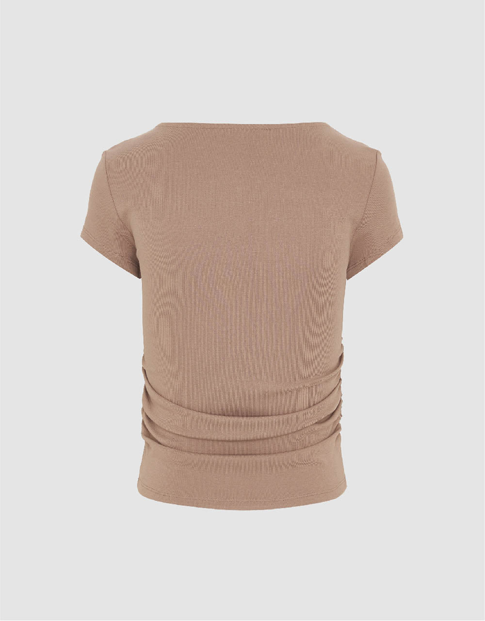 Square-Cut Collar Skinny Knitted T-Shirt