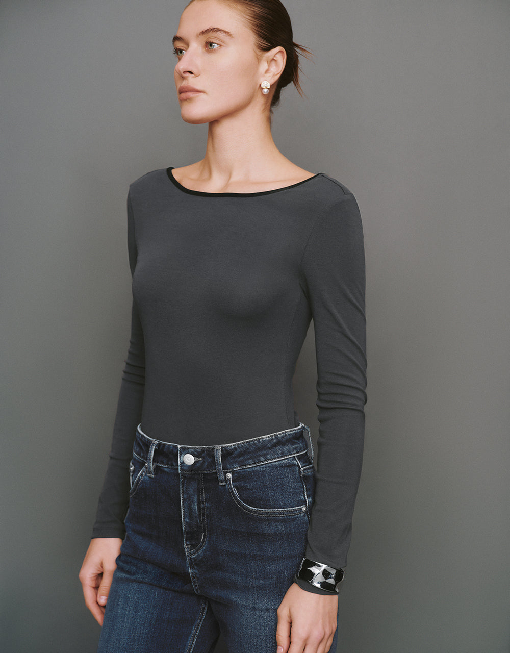 Crew Neck Skinny Knitted T-Shirt