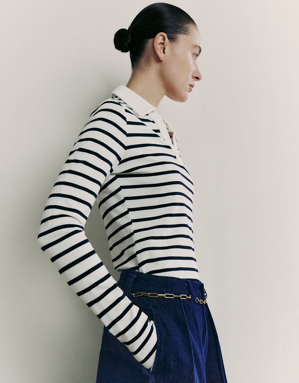 Lapel Skinny Knitted T-Shirt