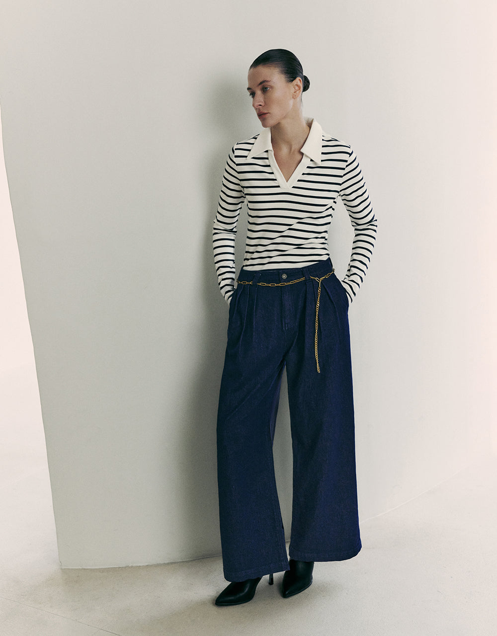 Lapel Skinny Knitted T-Shirt