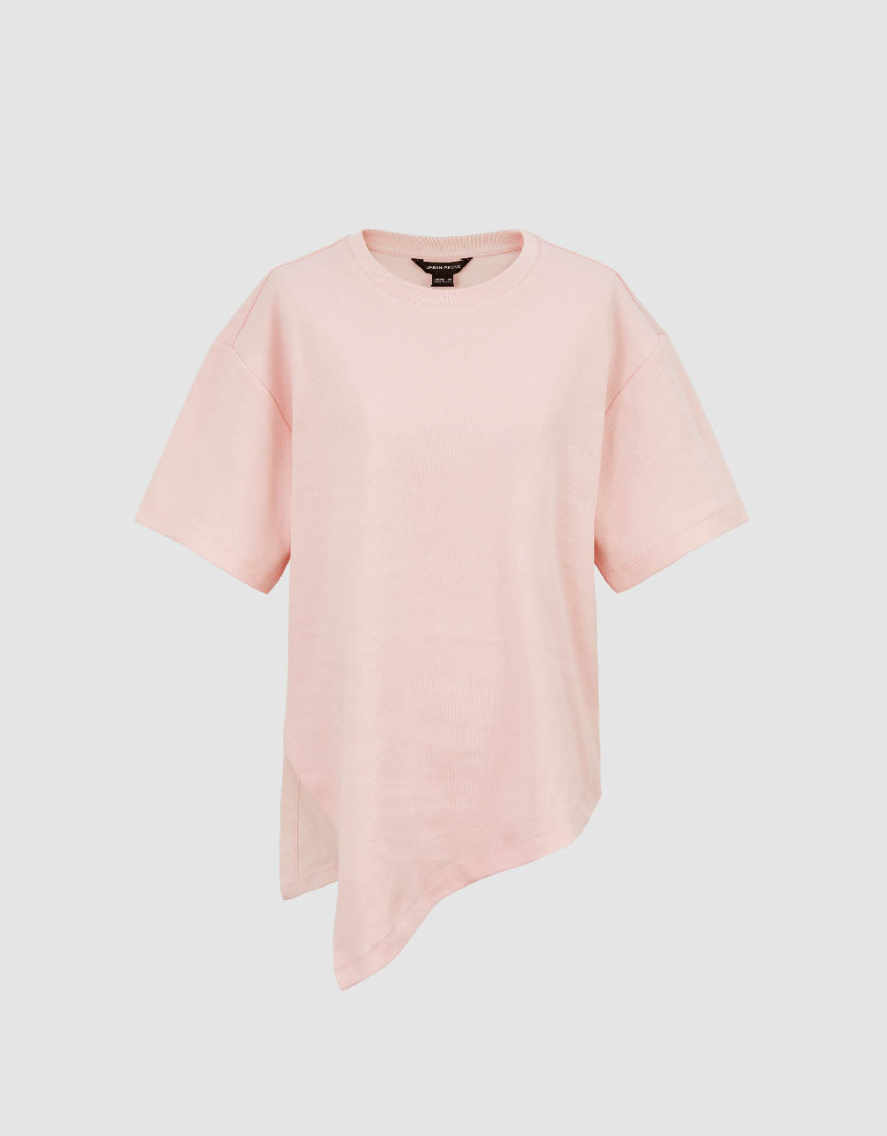 Asymmetric Hem Crew Neck Knitted T-Shirt