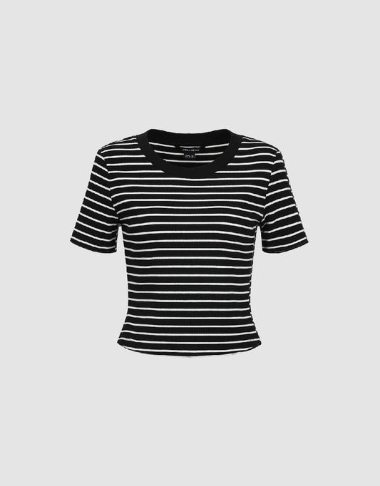 Striped Crew Neck Skinny T-Shirt