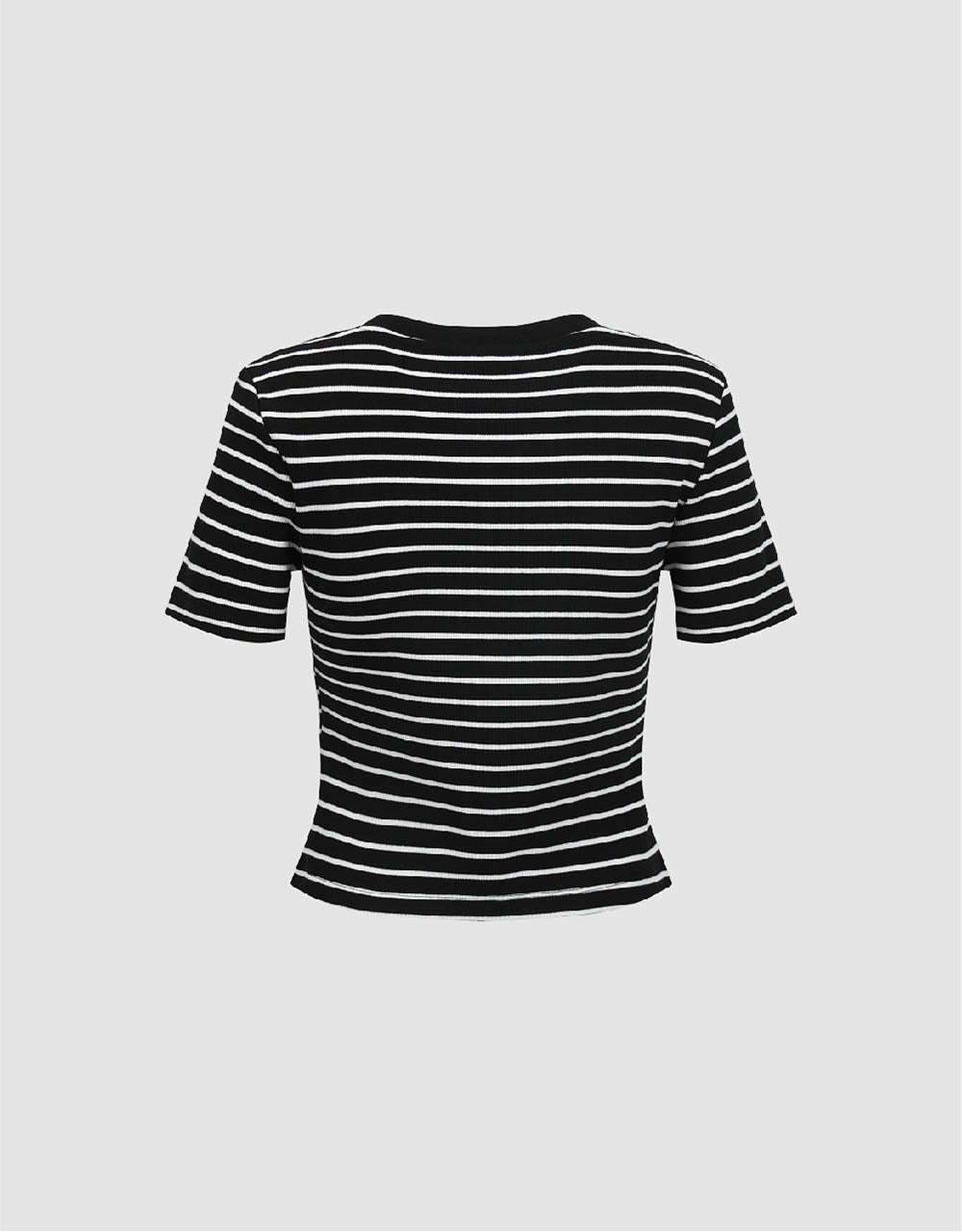 Striped Crew Neck Skinny T-Shirt