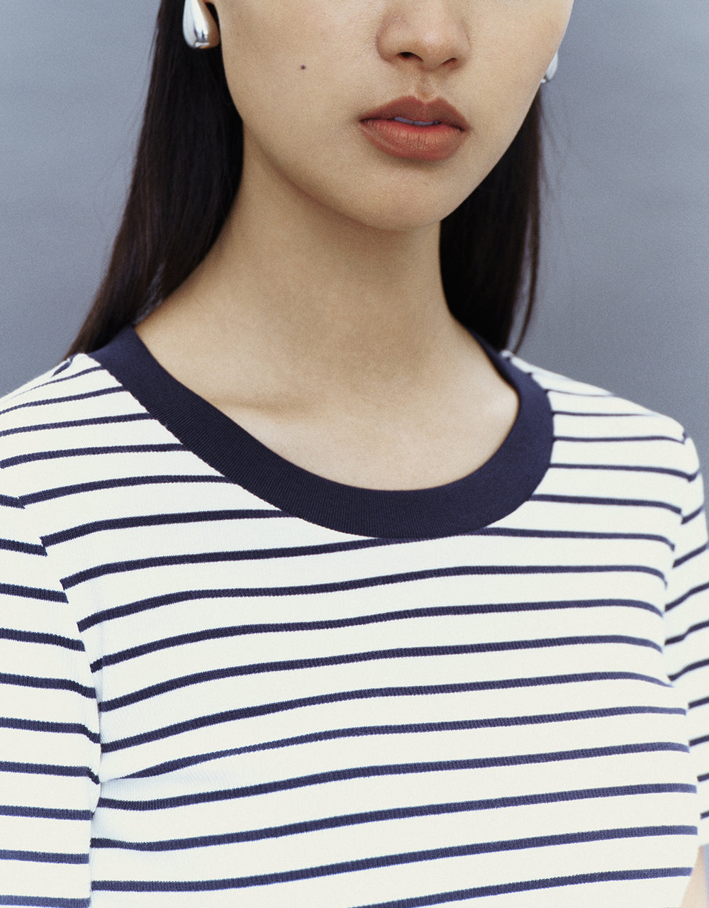 Striped Crew Neck Skinny T-Shirt