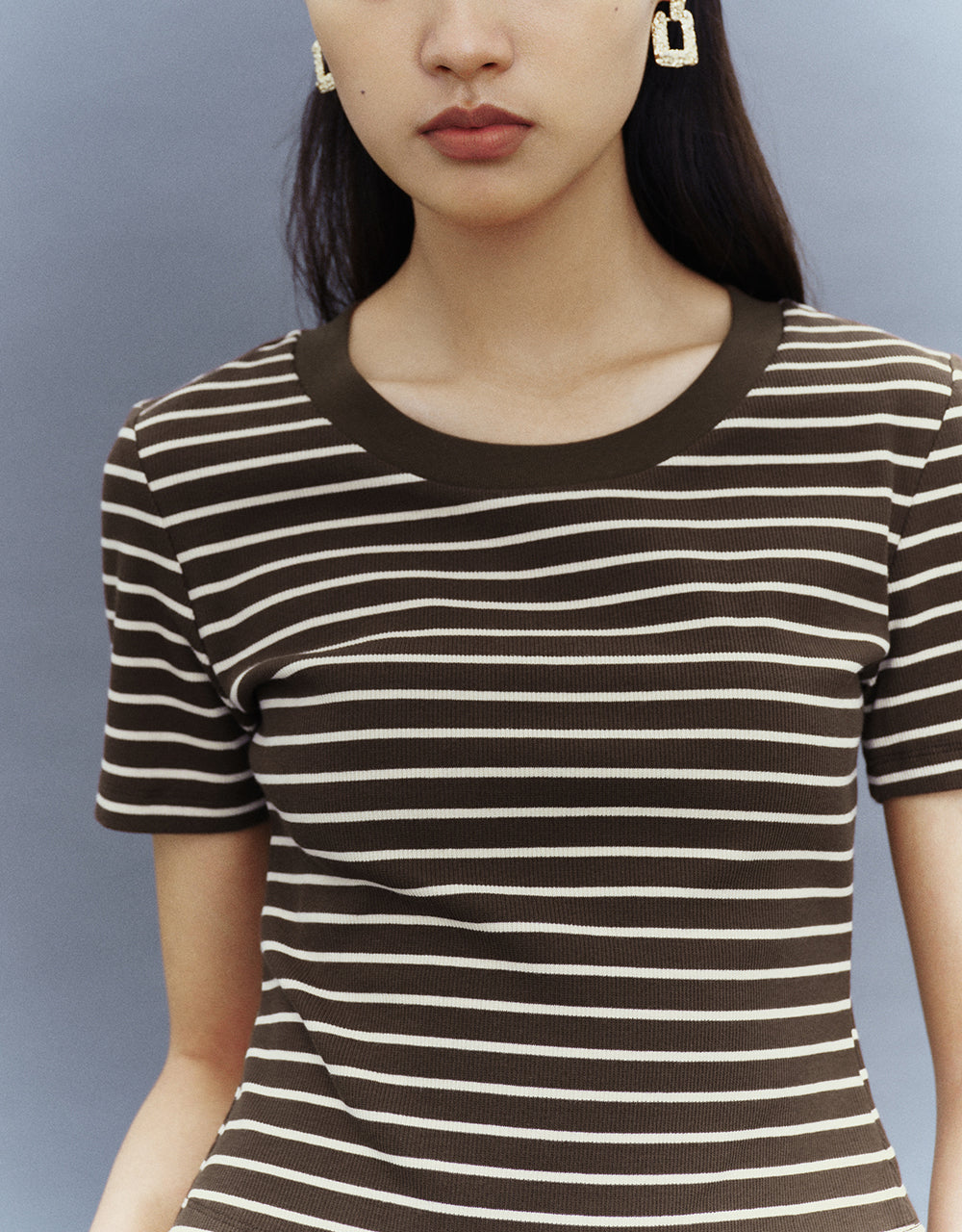 Striped Crew Neck Skinny T-Shirt