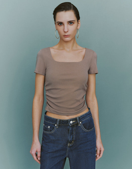 Cropped U Neck Skinny T-Shirt