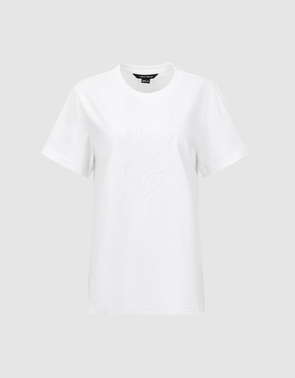 Embossed Crew Neck Loose T-Shirt