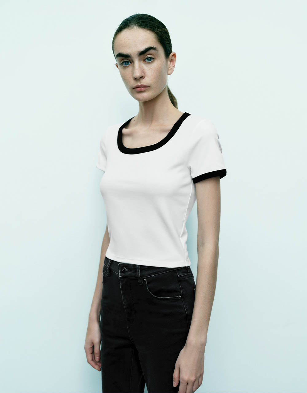 U Neck Knitted Skinny T-Shirt