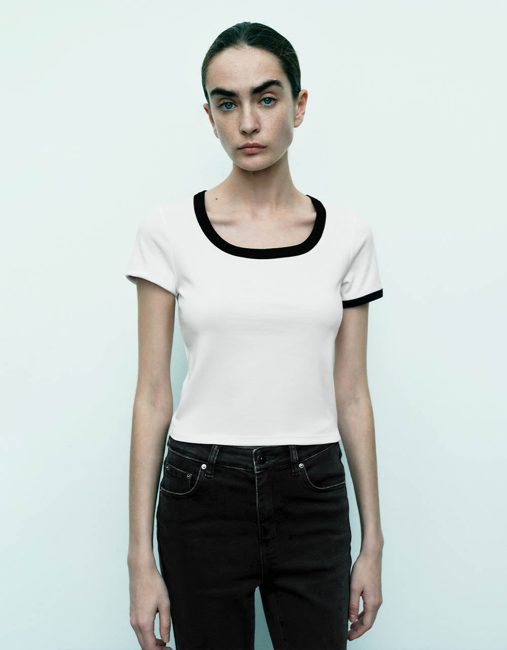 U Neck Knitted Skinny T-Shirt