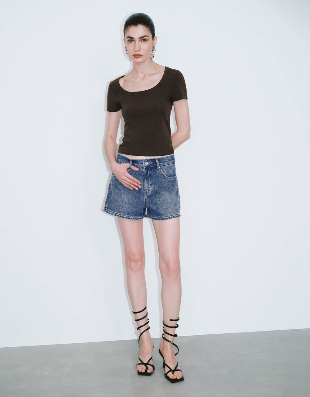 U Neck Knitted Skinny T-Shirt