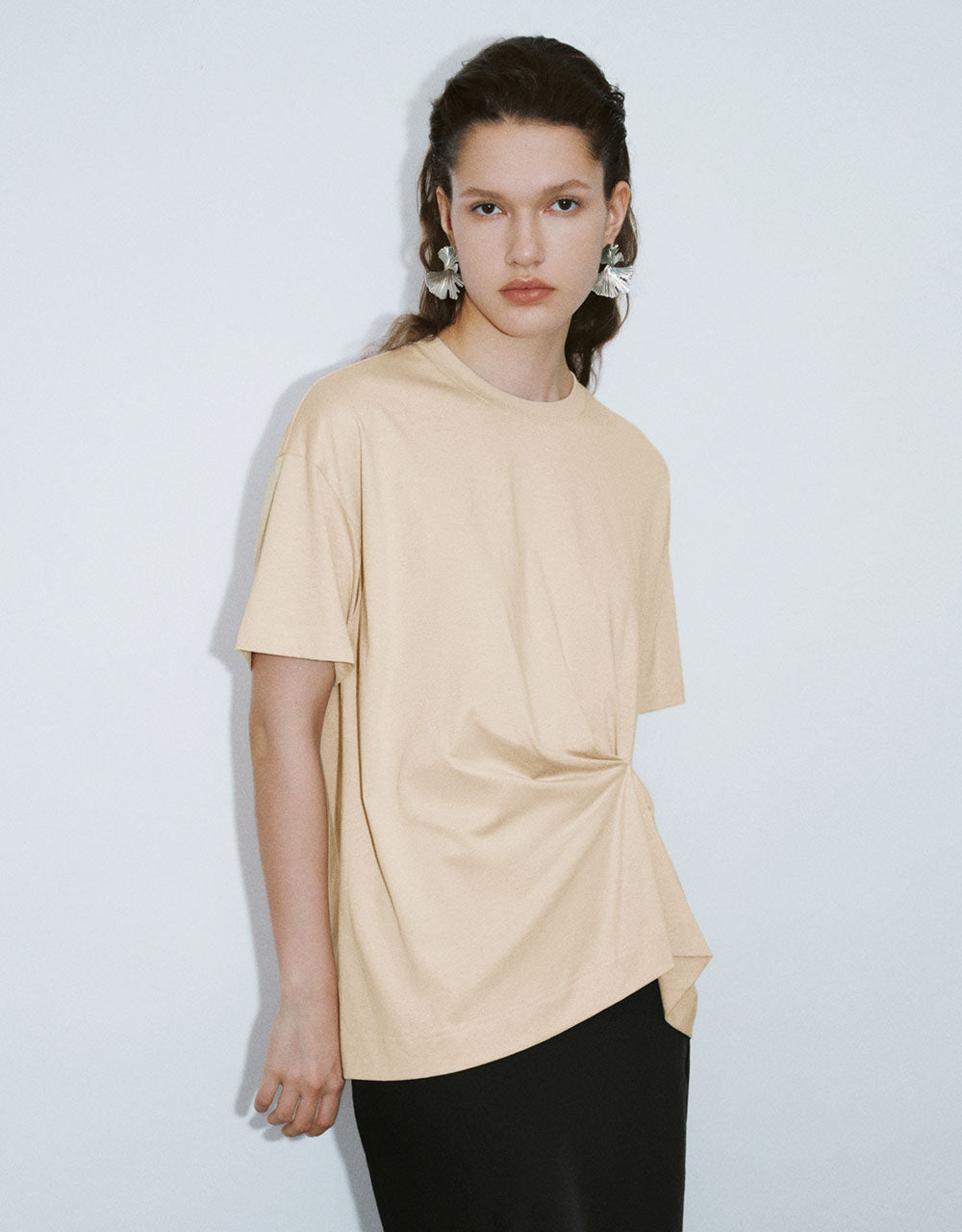 Drop Shoulder Sleeve Crew Neck Loose T-Shirt