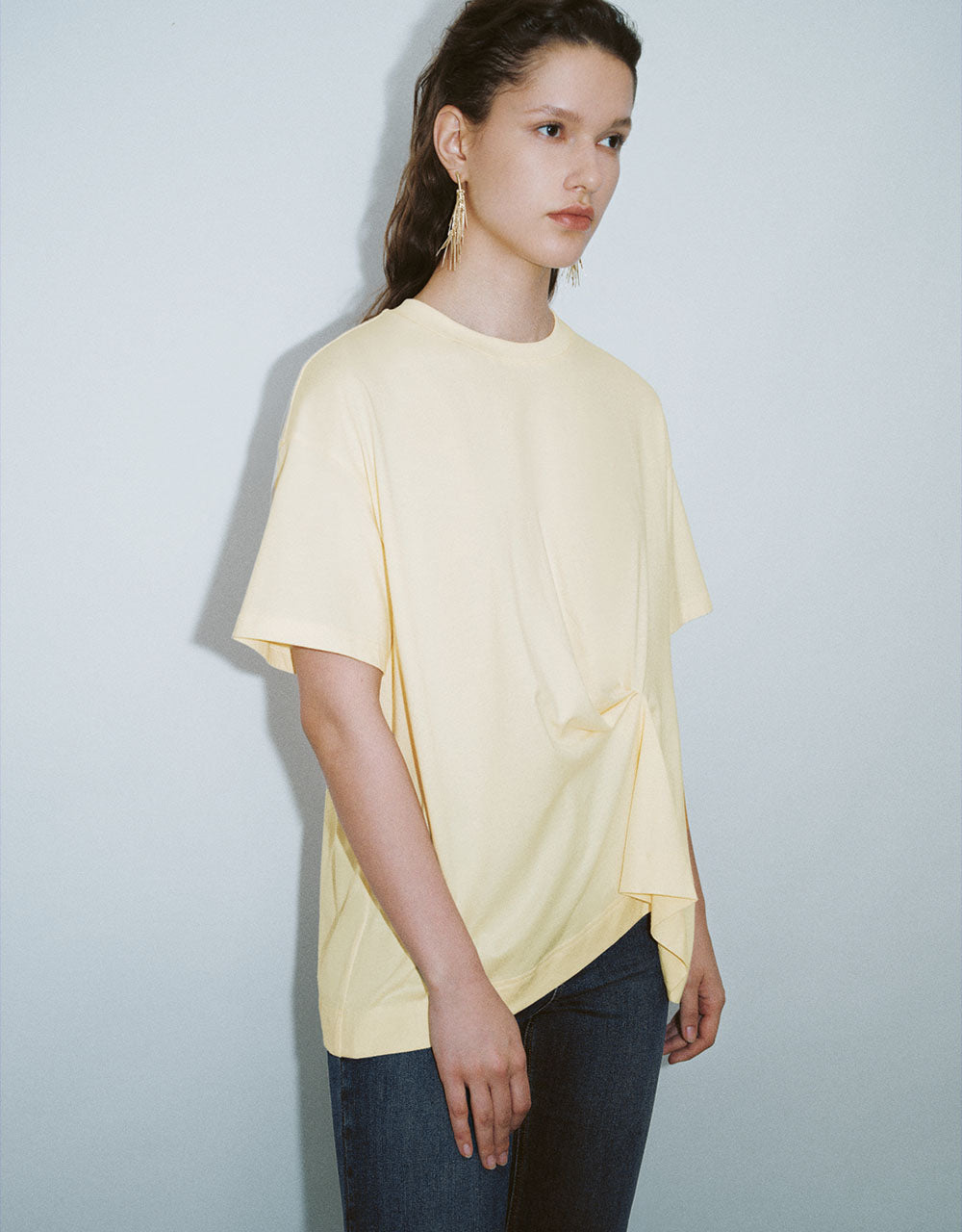 Drop Shoulder Sleeve Crew Neck Loose T-Shirt