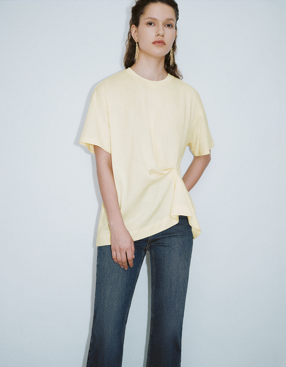 Drop Shoulder Sleeve Crew Neck Loose T-Shirt