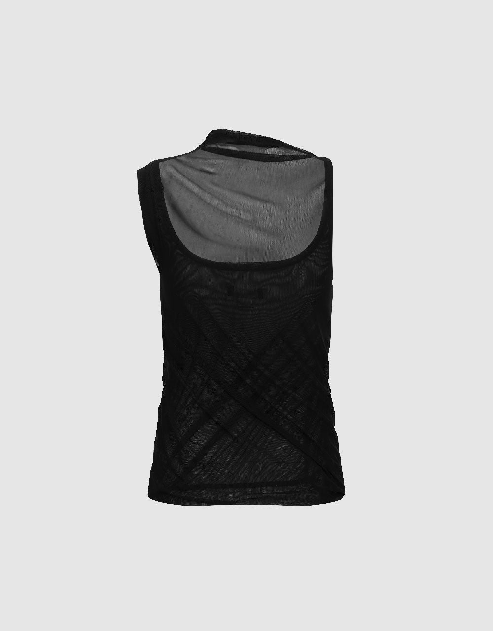 Sleeveless Crew Neck Mesh T-Shirt