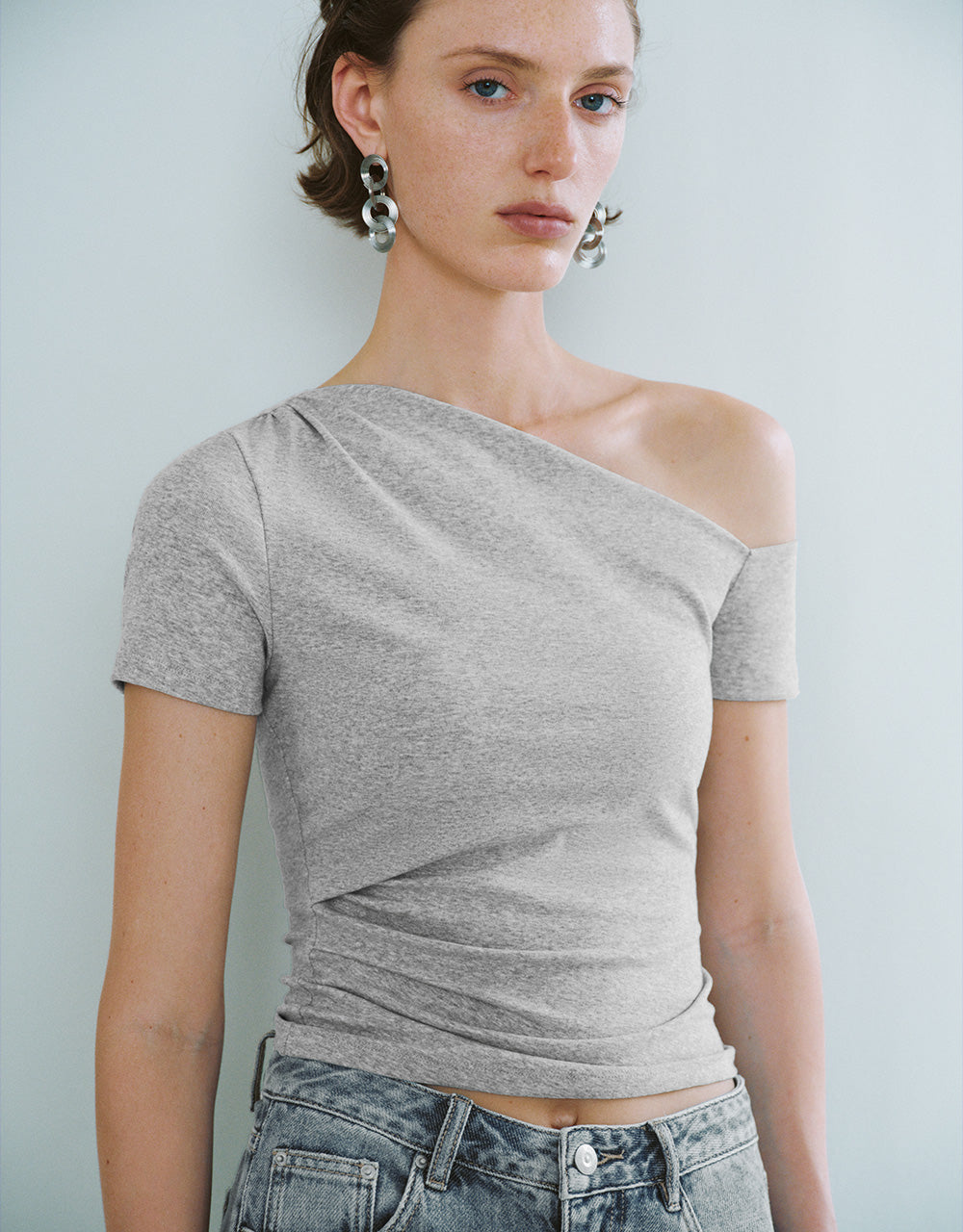 One Shoulder Knitted Skinny T-Shirt