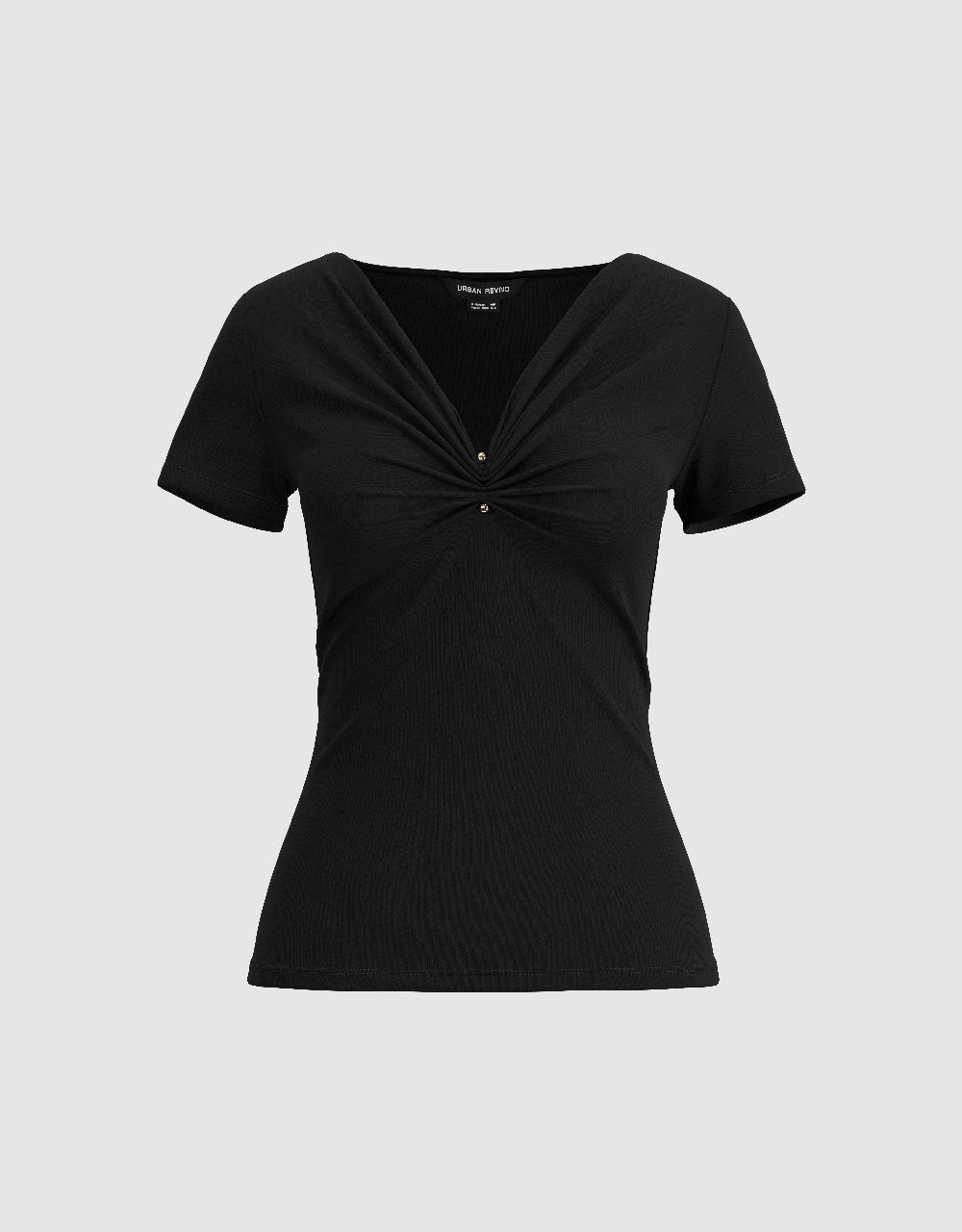 Ruched V-Neck Skinny T-Shirt