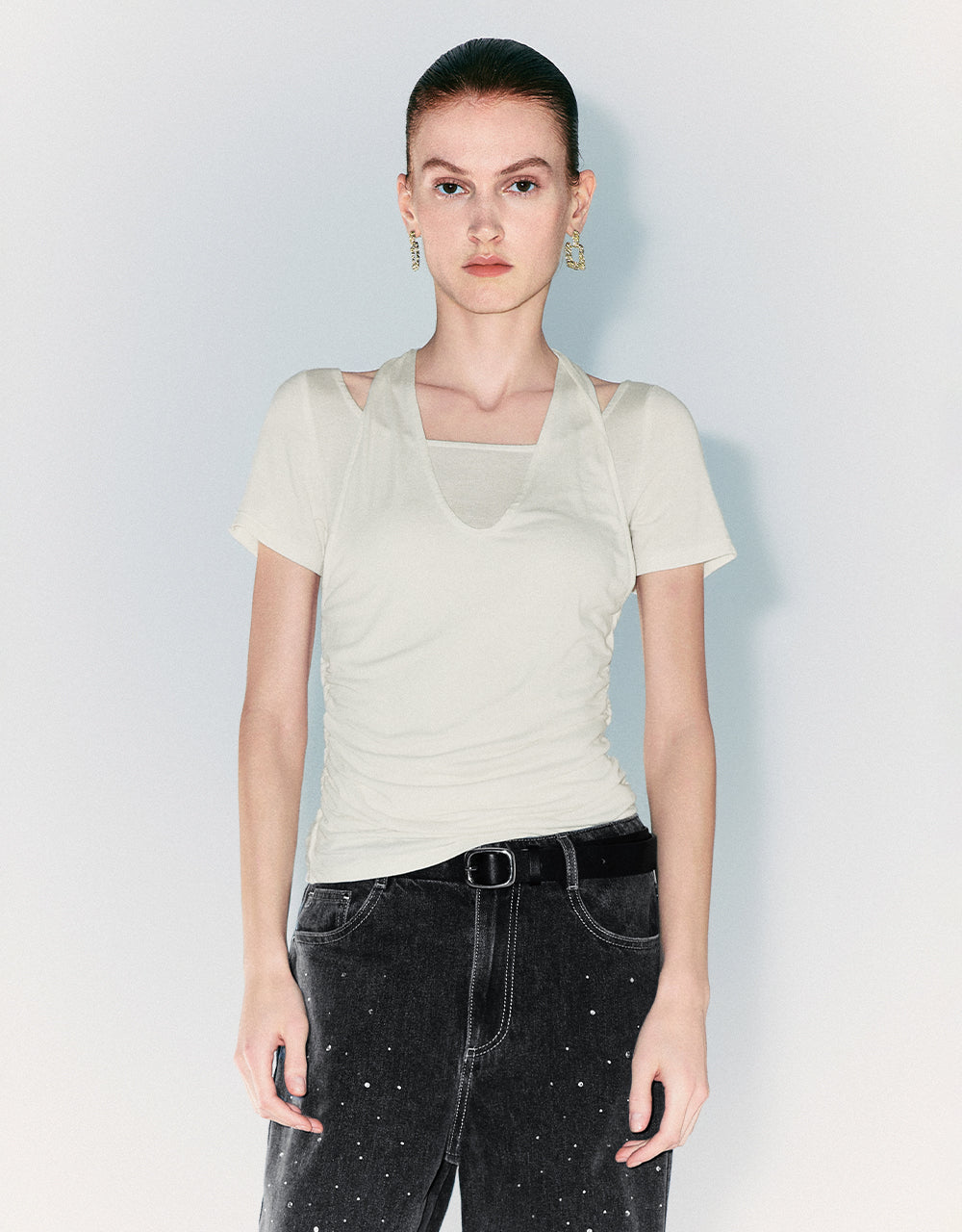 Halter Neck 2 In 1 Skinny T-Shirt