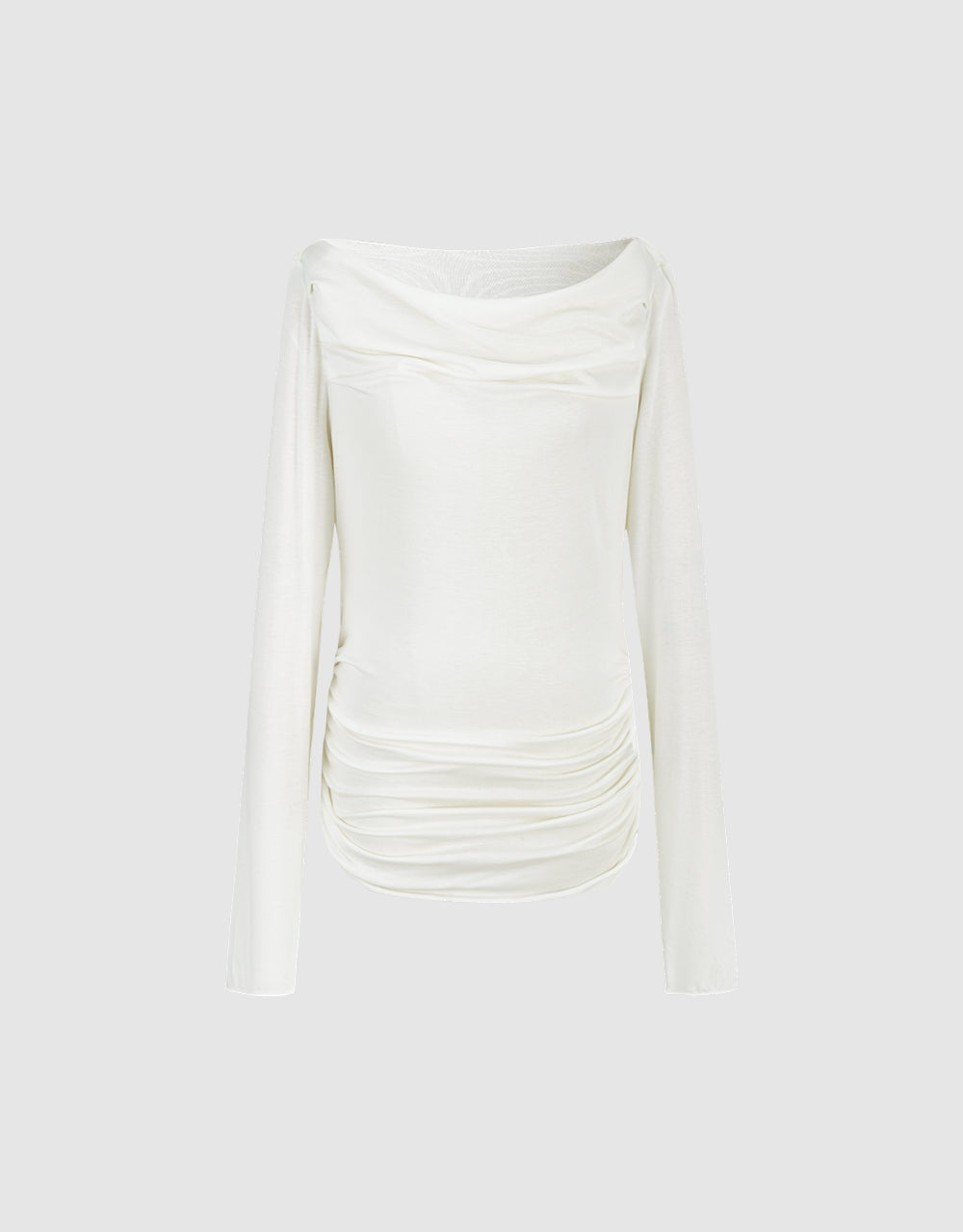 Cowl Neck Ruched Skinny T-Shirt