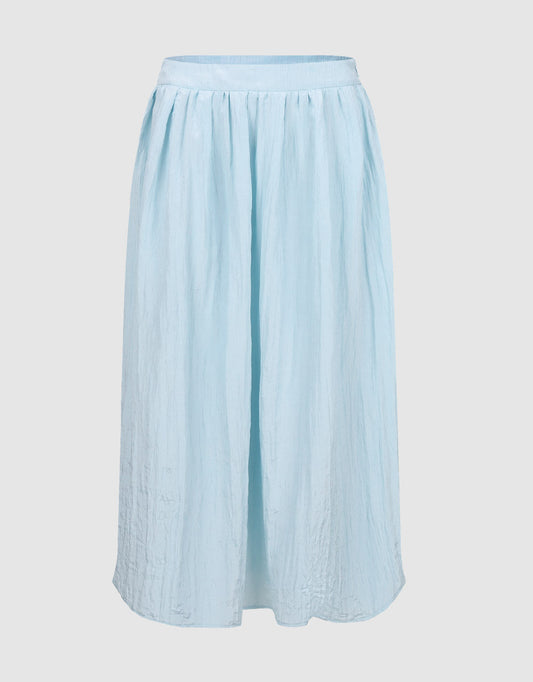 Elastic Waist Midi A-Line Skirt