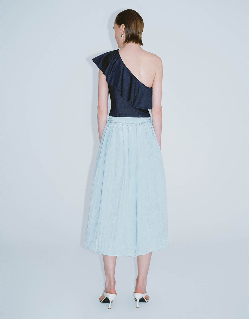 Elastic Waist Midi A-Line Skirt