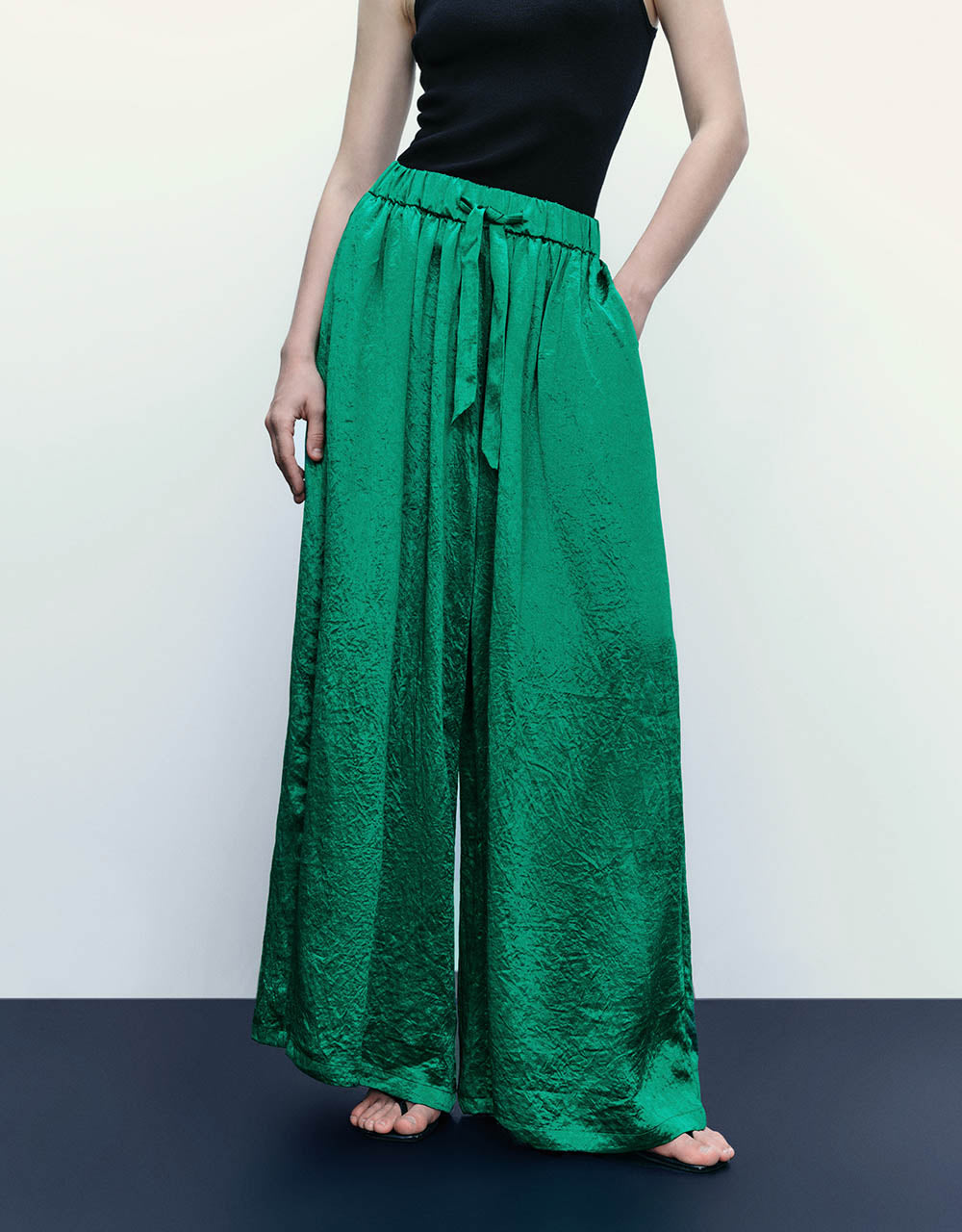 Elastic Waist Wide-Leg Pants