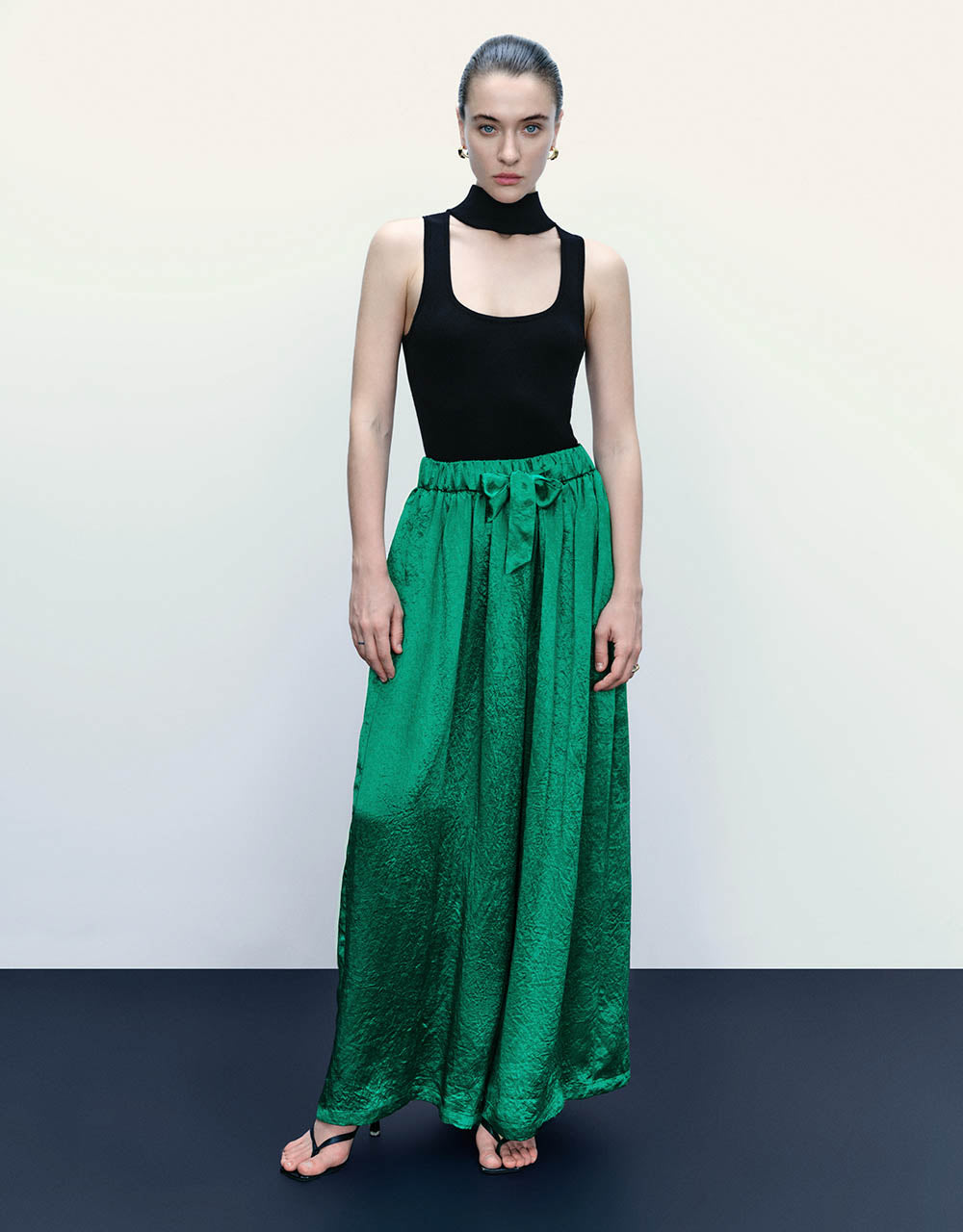 Elastic Waist Wide-Leg Pants