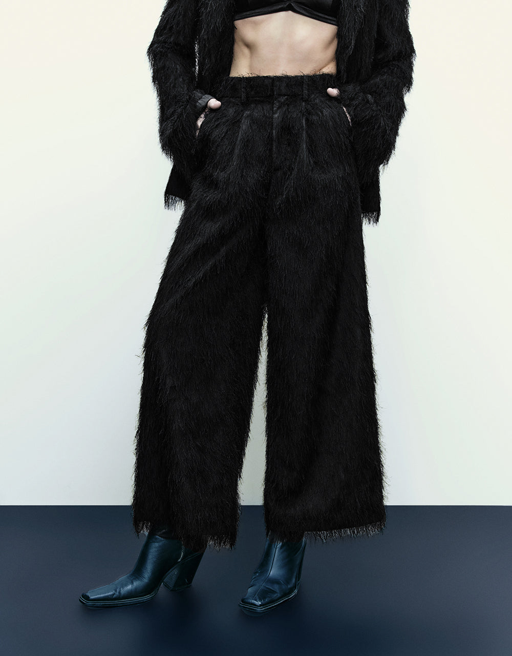 Fuzzy Wide-Leg Pants