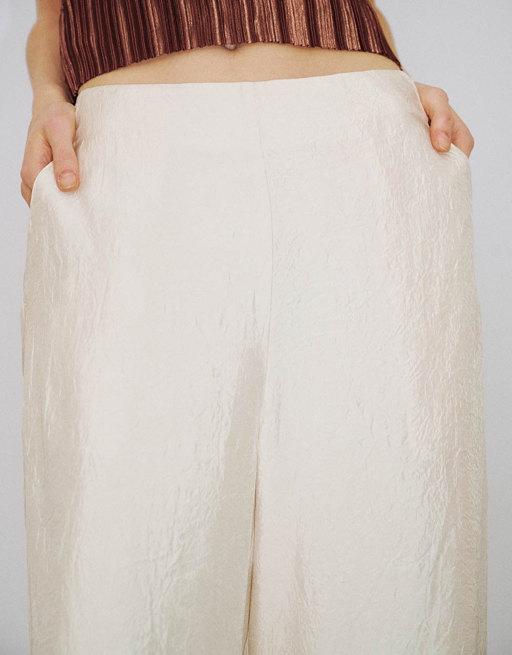 Textured Wide-Leg Pants