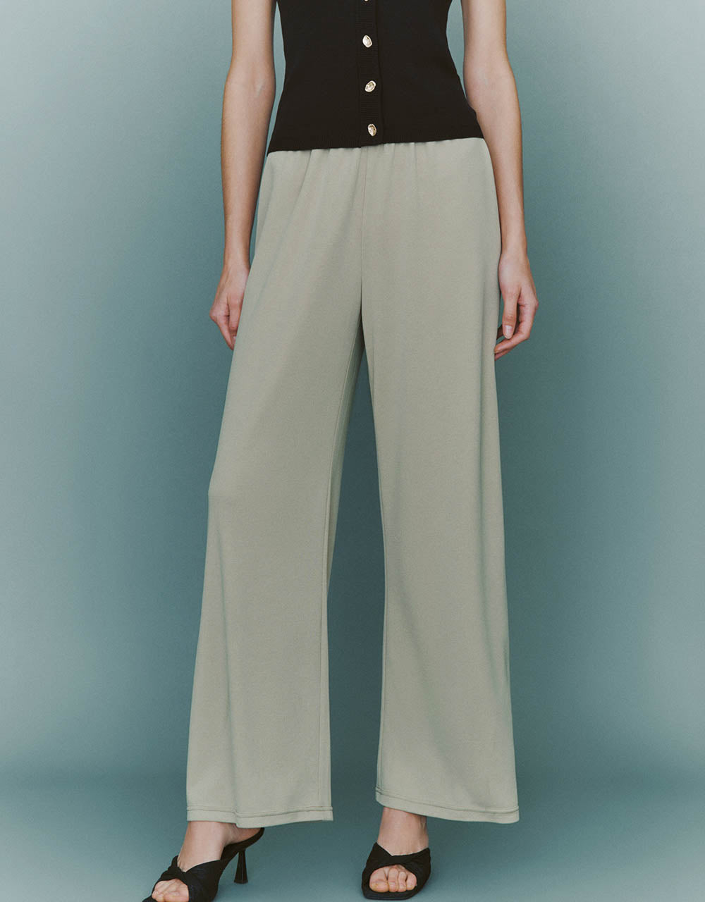 Elastic Waist Knitted Wide-Leg Pants