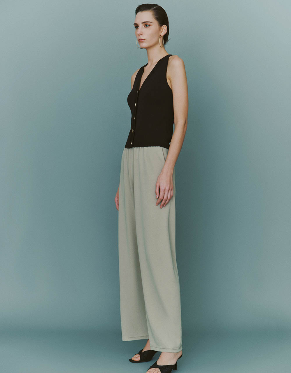 Elastic Waist Knitted Wide-Leg Pants