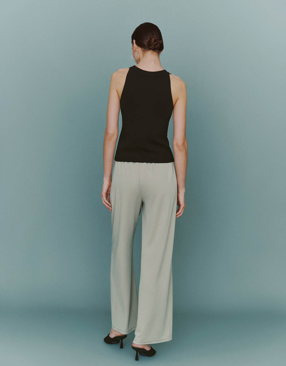 Elastic Waist Knitted Wide-Leg Pants