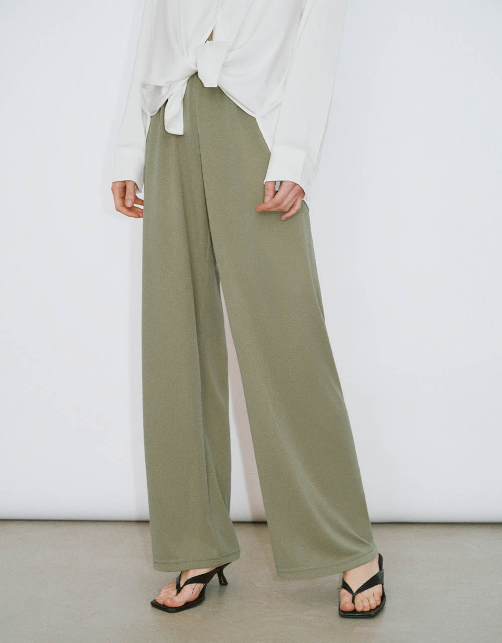 Elastic Waist Knitted Wide-Leg Pants