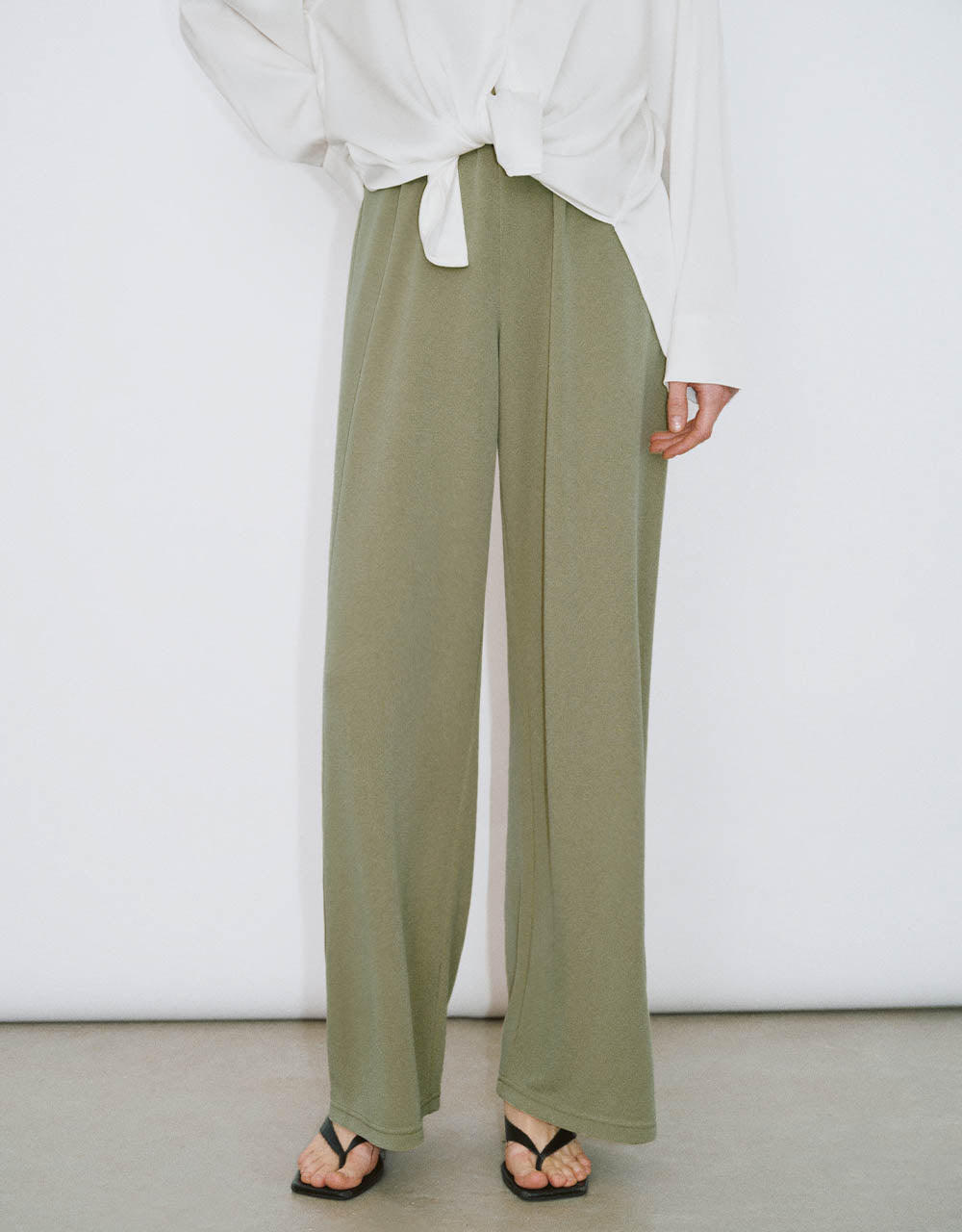 Elastic Waist Knitted Wide-Leg Pants