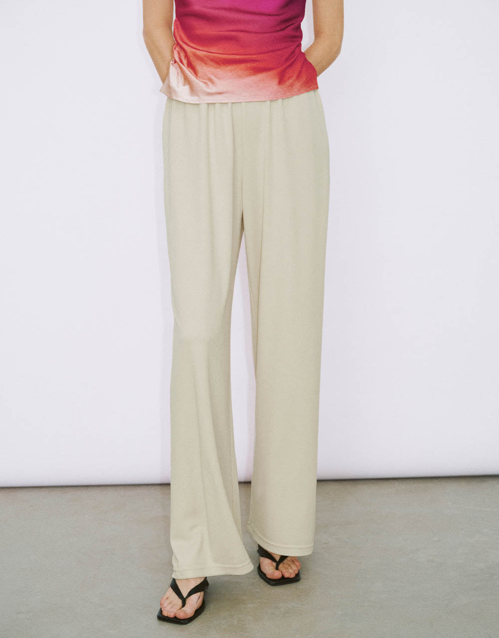 Elastic Waist Knitted Wide-Leg Pants