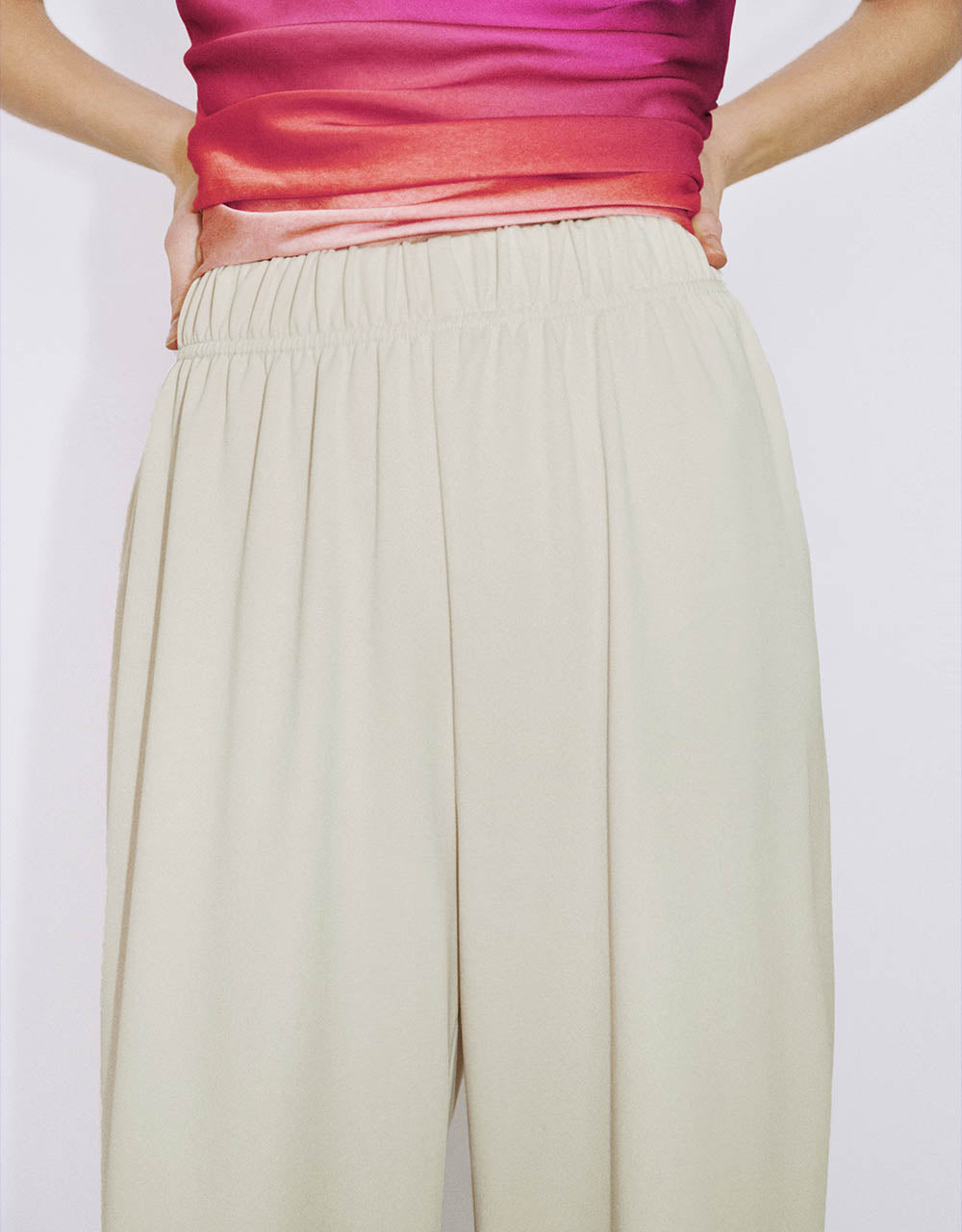 Elastic Waist Knitted Wide-Leg Pants