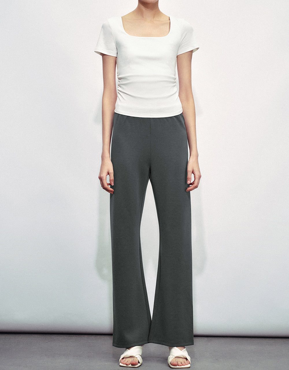 Elastic Waist Knitted Flare Pants