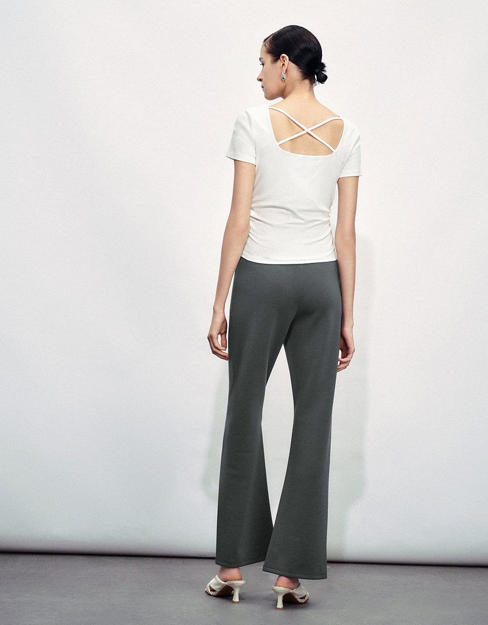 Elastic Waist Knitted Flare Pants