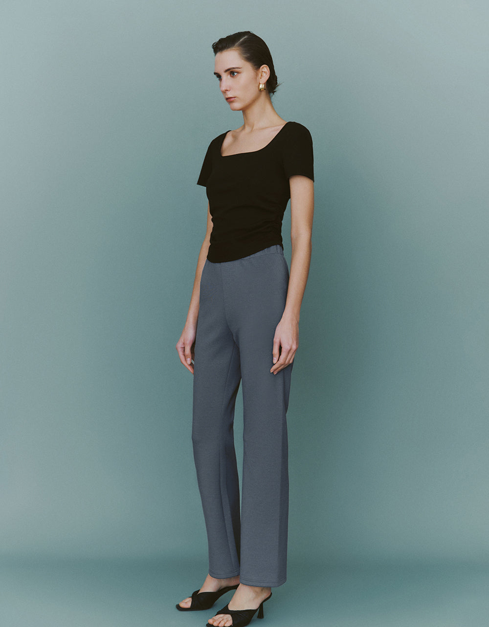 Elastic Waist Knitted Flare Pants